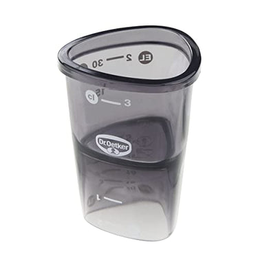 Dr. Oetker Messbecher 4 cl, Messkanne aus robustem Kunststoff, dreiecksförmiger Messbecher mit vielfältiger Skalierung, Maßangaben in cl und EL, (Maße: 5x7x5 cm), (Farbe: blau), Menge: 1 Stück im Sale